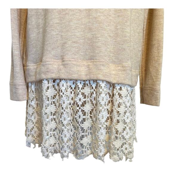 Free People Beach Shake It Oatmeal Lacey Pullover Tunic Top One Size - Picture 8 of 12
